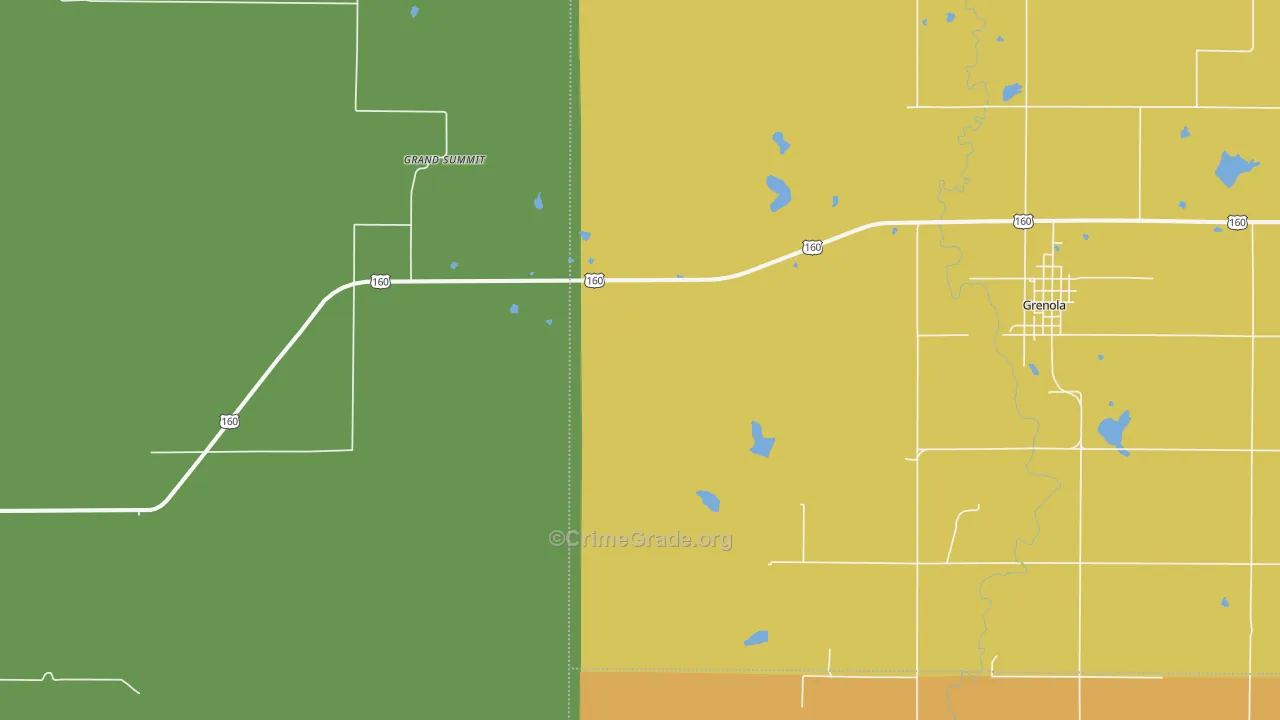Grand Summit, KS Map of Theft Rates