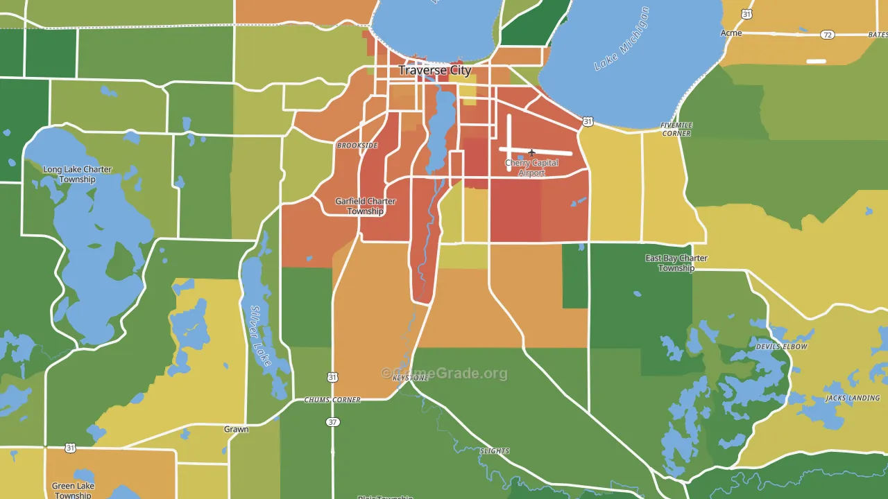 Grand Traverse County, MI Map of Theft Rates