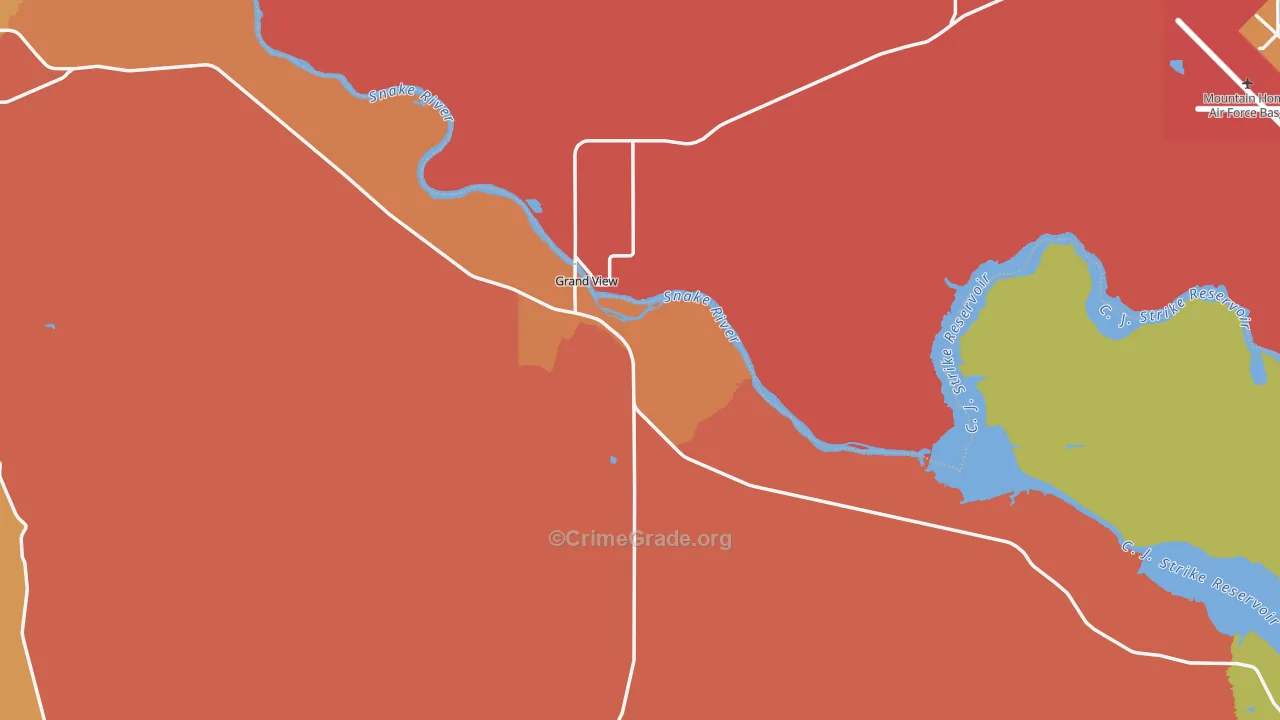 Grand View, ID Map of Theft Rates