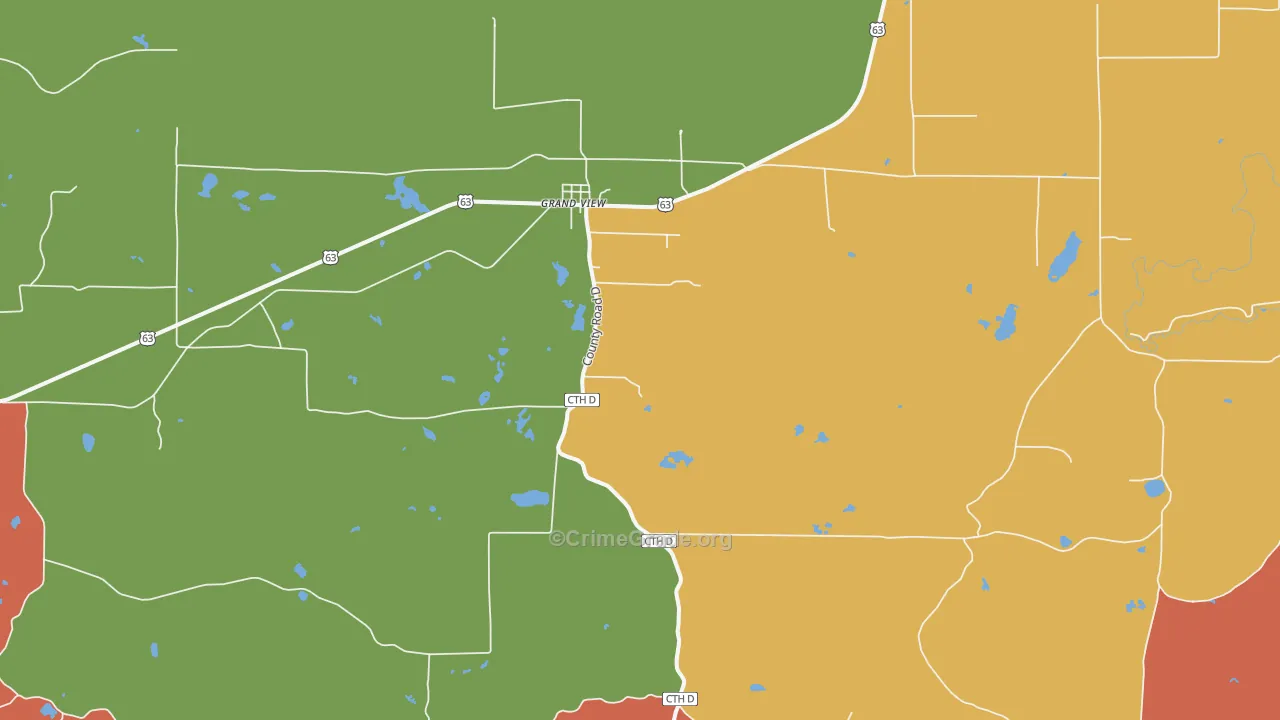 Grand View, WI Map of Theft Rates