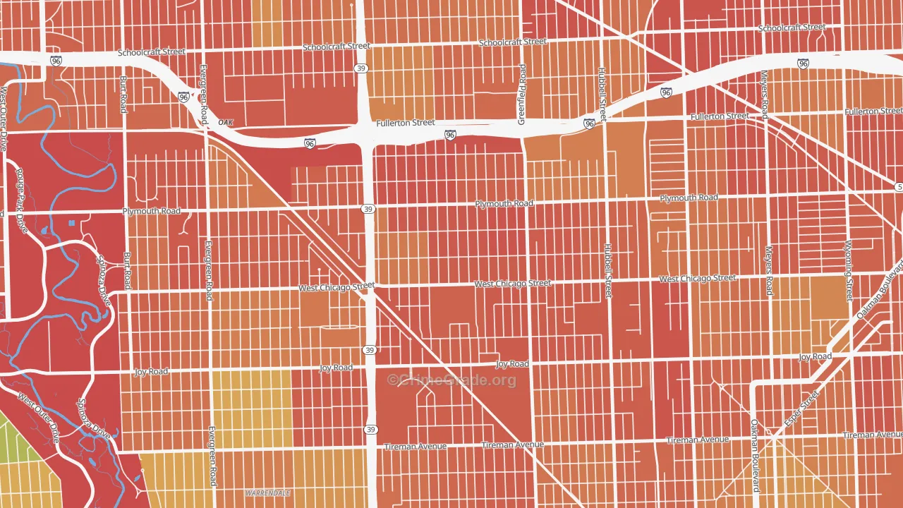 Grandale, Detroit, MI Map of Theft Rates