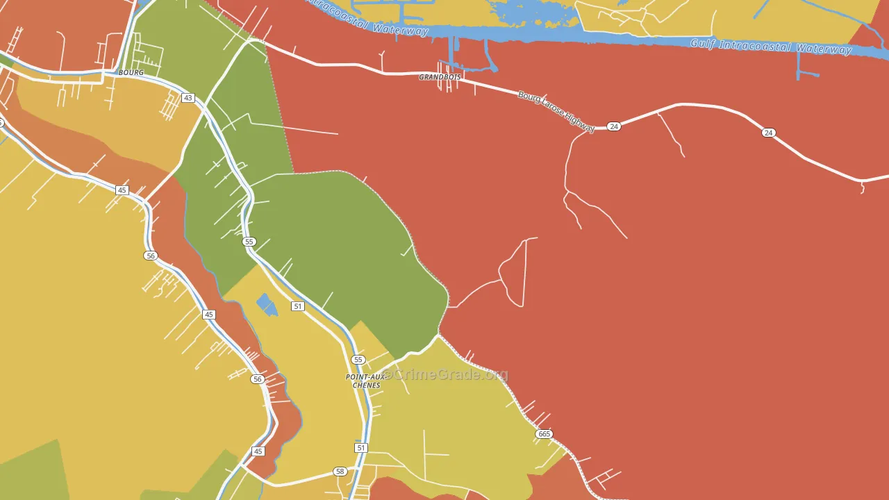 Grandbois, LA Map of Theft Rates