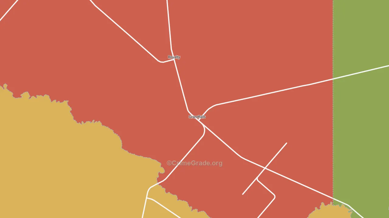Grandfalls, TX Map of Theft Rates