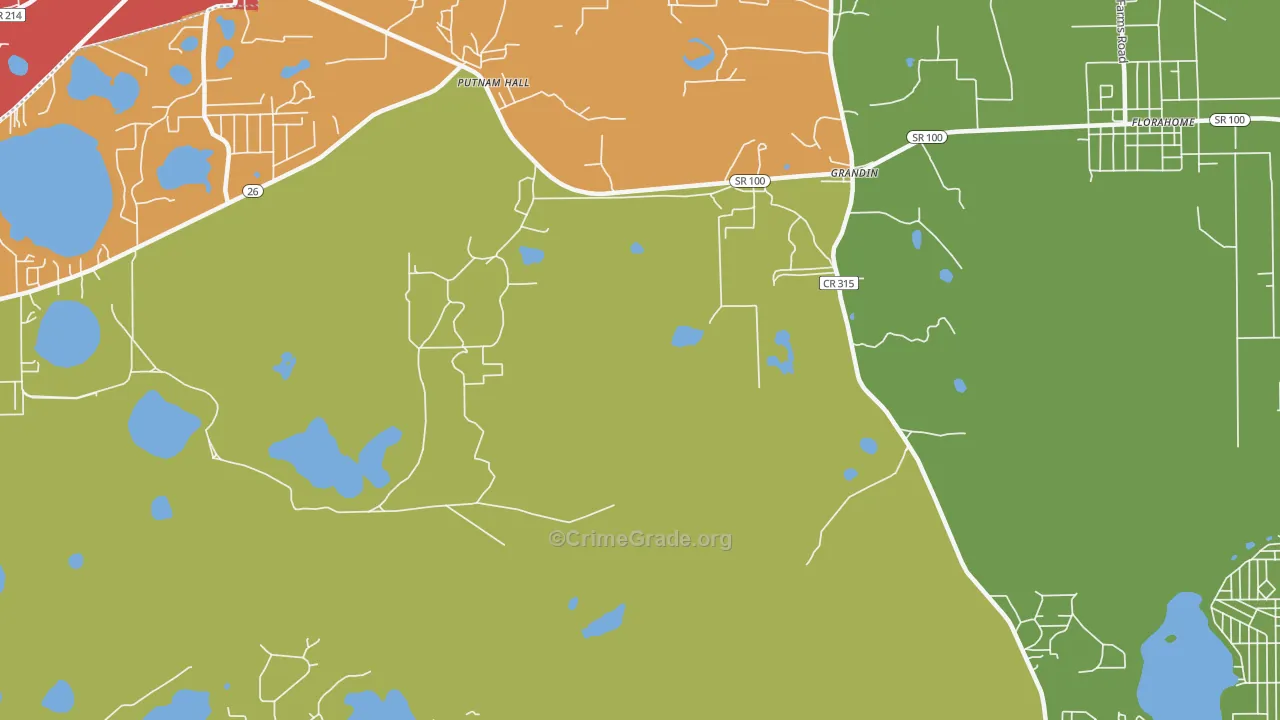 Grandin, FL Map of Theft Rates