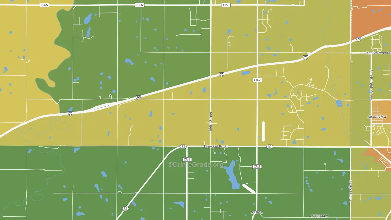 Grandview, KS Map of Theft Rates