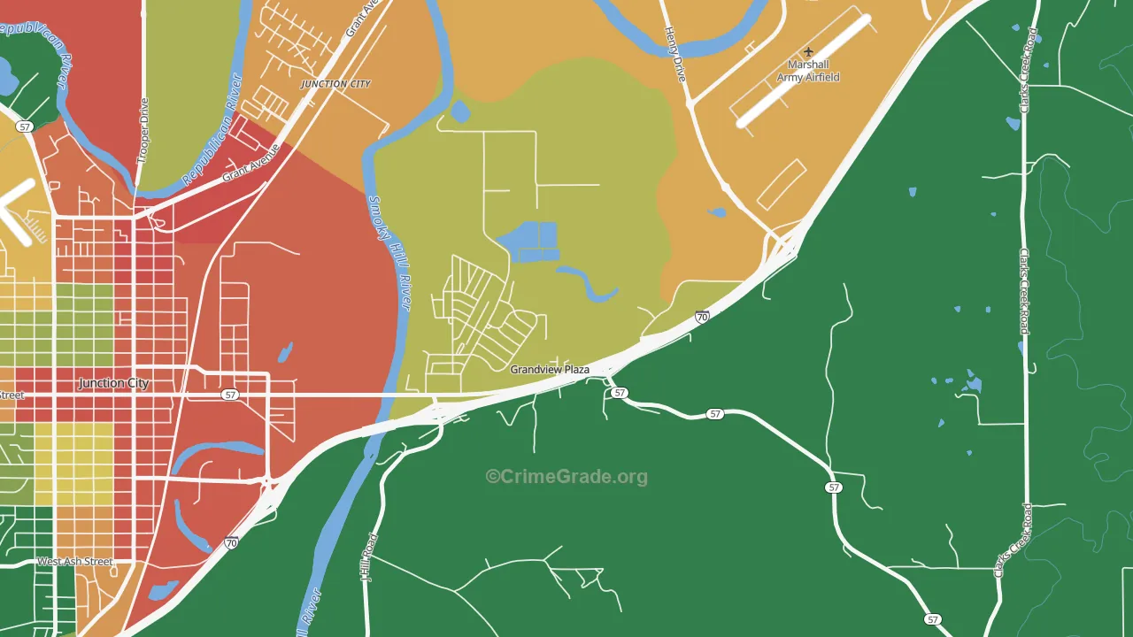 Grandview Plaza, KS Map of Theft Rates