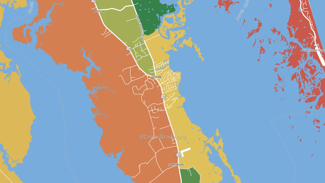 Grandy, NC Map of Theft Rates