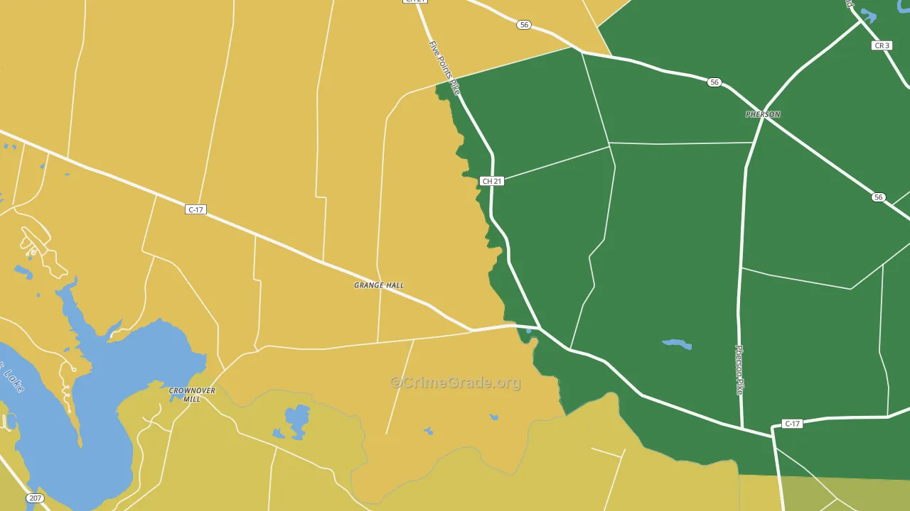 Grange Hall, OH Map of Theft Rates