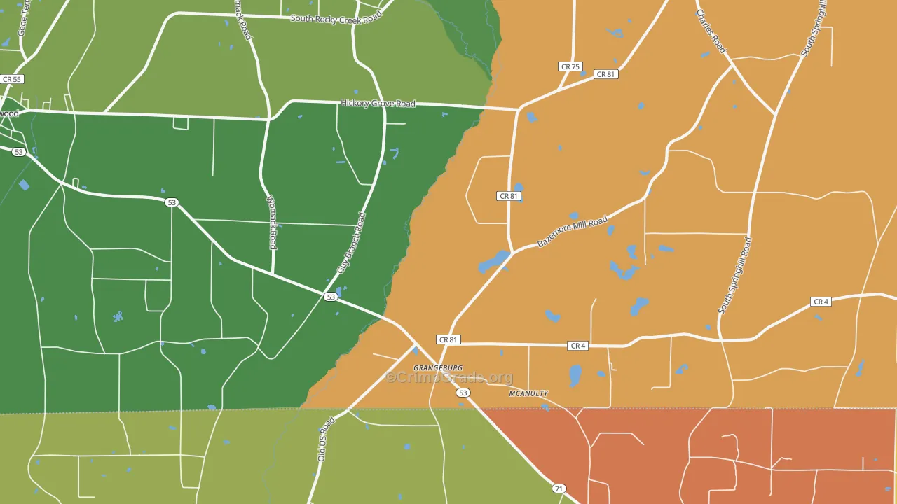 Grangeburg, AL Map of Theft Rates