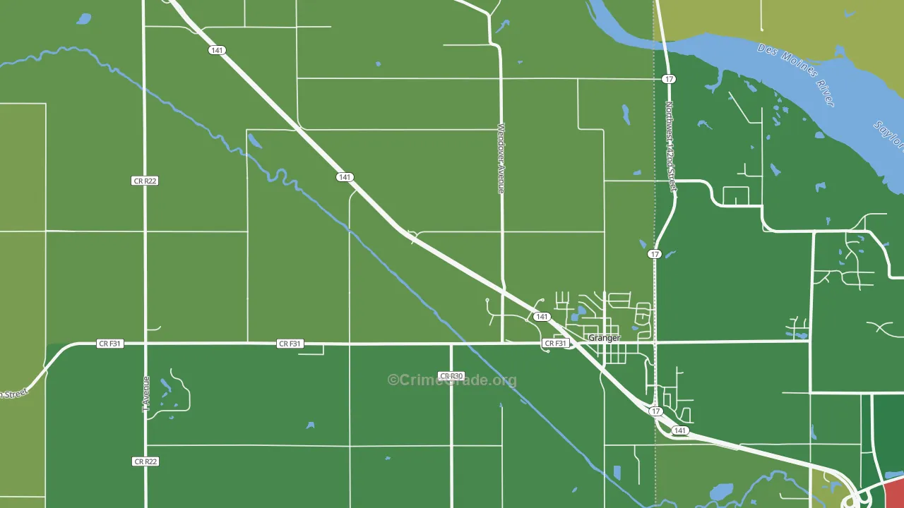 Granger Homesteads, IA Map of Theft Rates