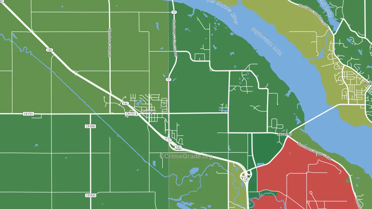 Granger, IA Map of Theft Rates