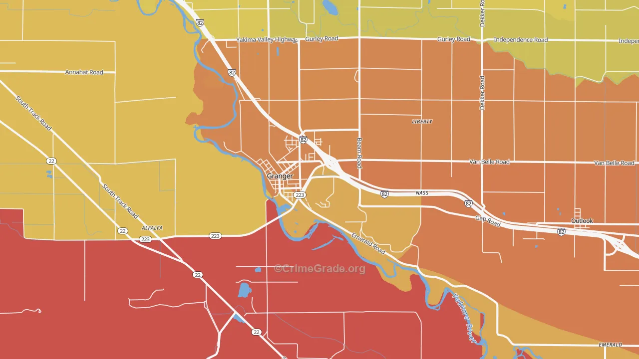 Granger, WA Map of Theft Rates