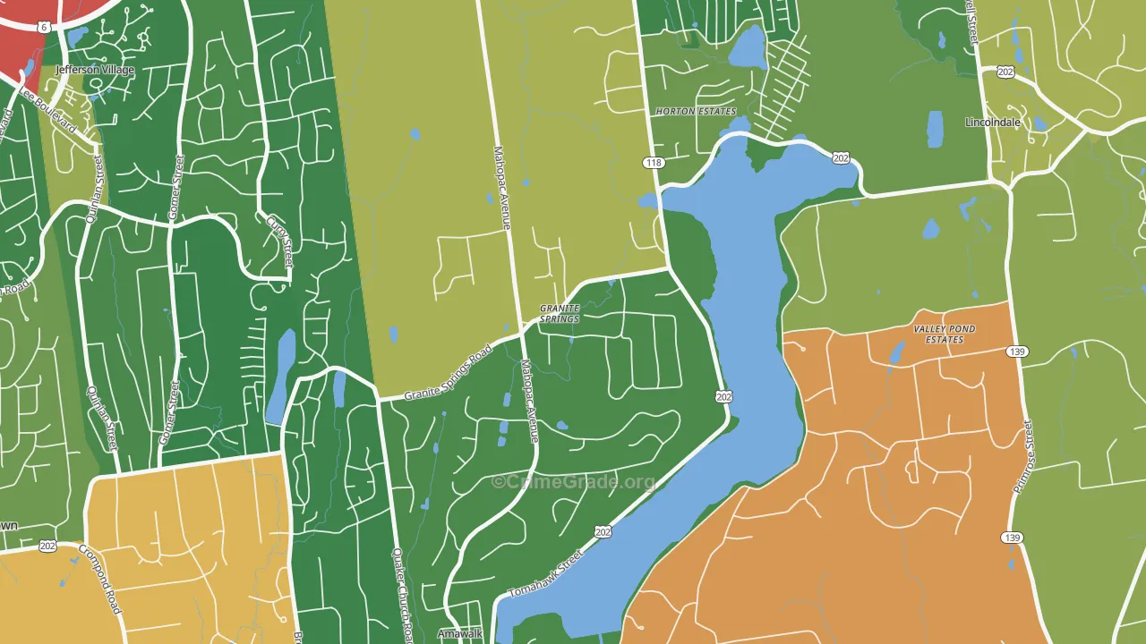 Granite Springs, NY Map of Theft Rates