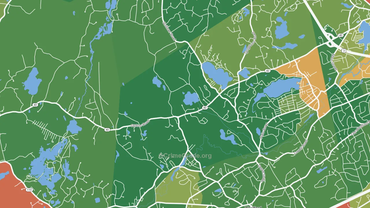 Graniteville, MA Map of Theft Rates