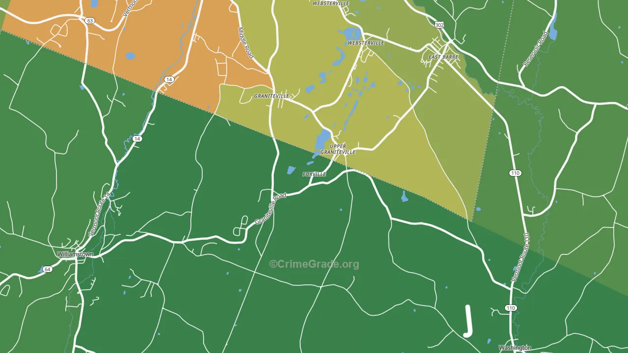 Graniteville, VT Map of Theft Rates