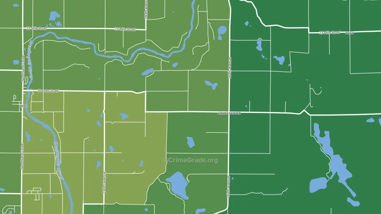Grant Center, MI Map of Theft Rates