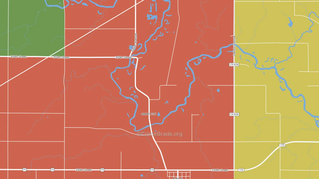 Grant City, IA Map of Theft Rates