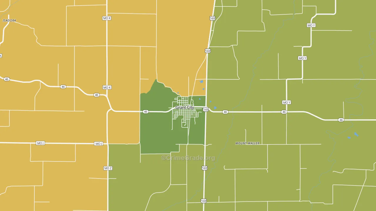 Grant City, MO Map of Theft Rates