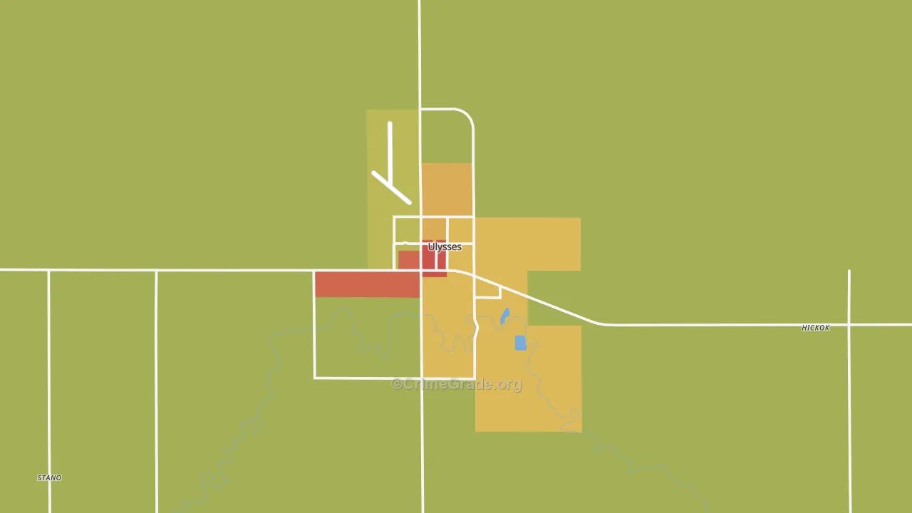Grant County, KS Map of Theft Rates