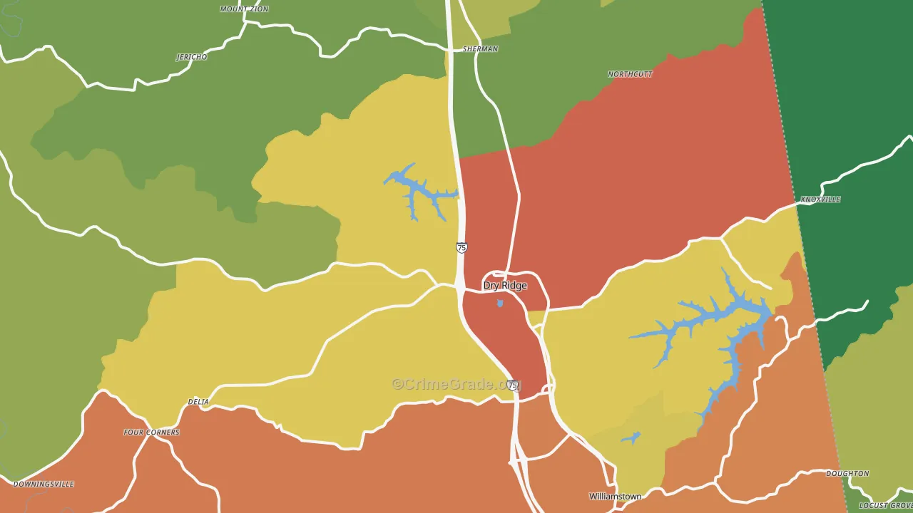 Grant County, KY Map of Theft Rates