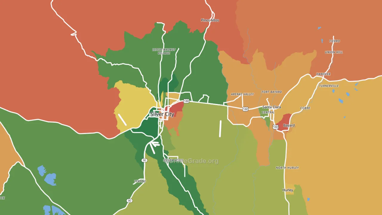 Grant County, NM Map of Theft Rates