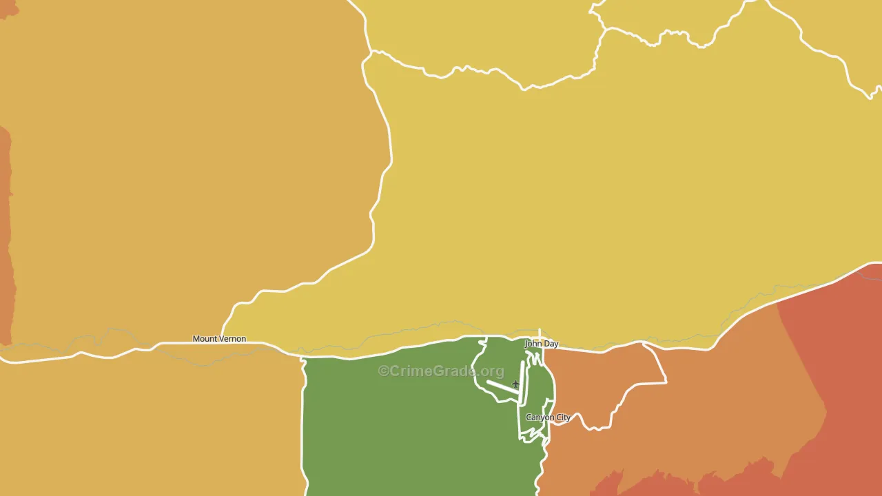 Grant County, OR Map of Theft Rates