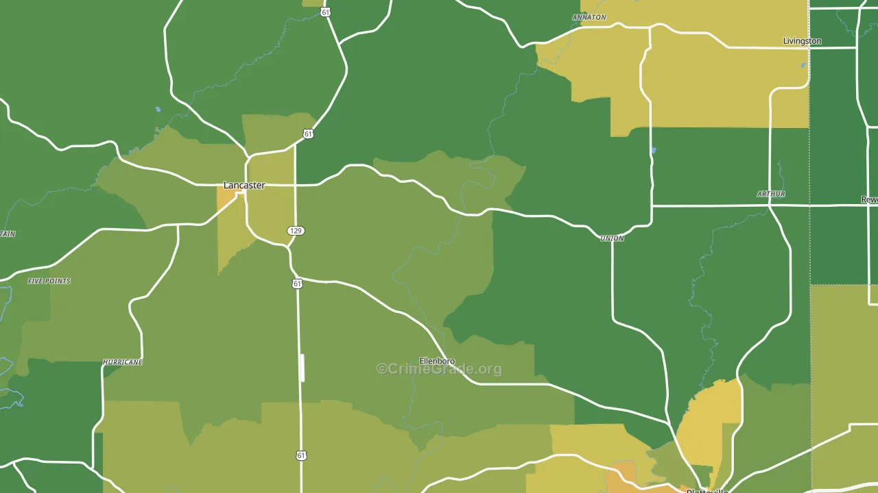 Grant County, WI Map of Theft Rates