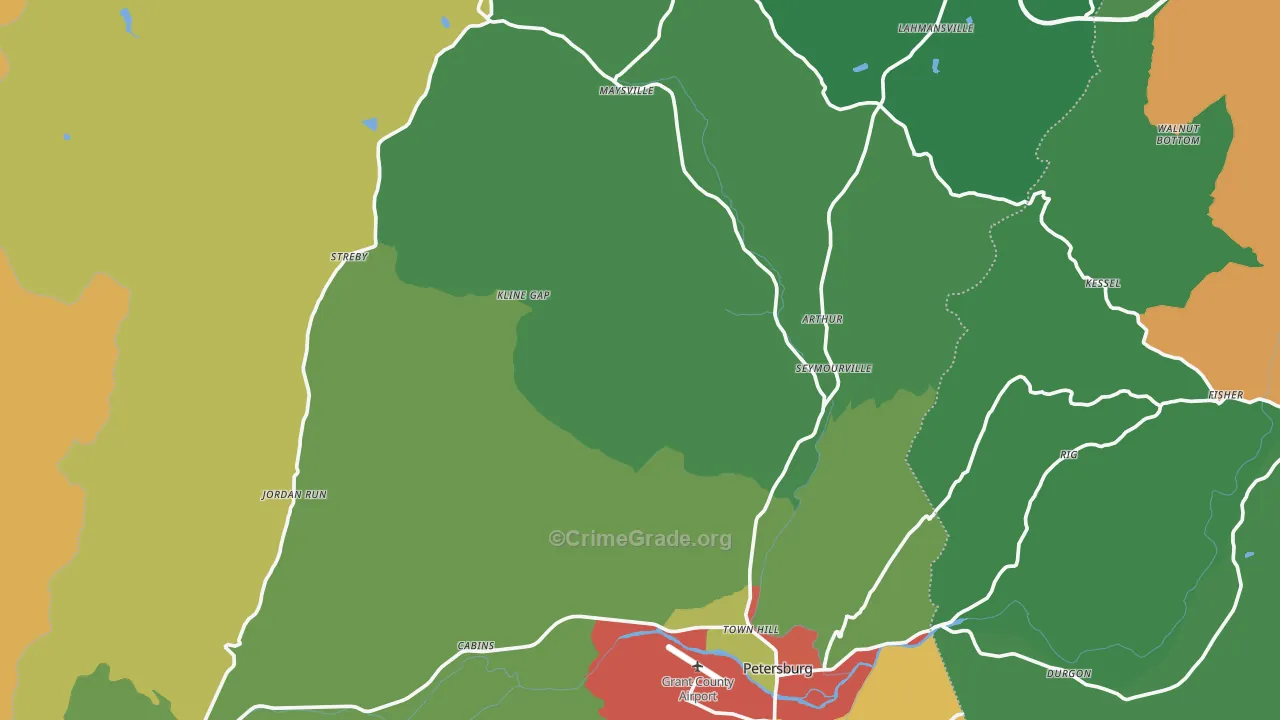 Grant County, WV Map of Theft Rates