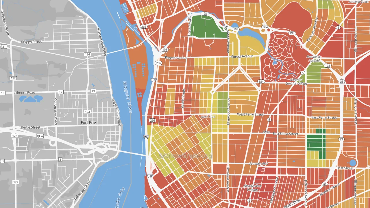 Grant Ferry, Buffalo, NY Map of Theft Rates