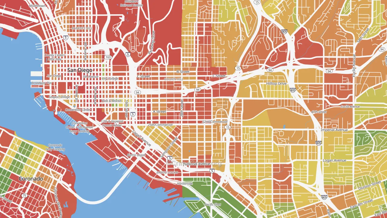 Grant Hill, San Diego, CA Map of Theft Rates