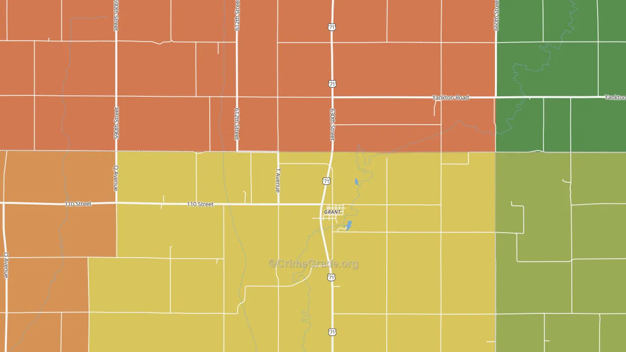 Grant, IA Map of Theft Rates