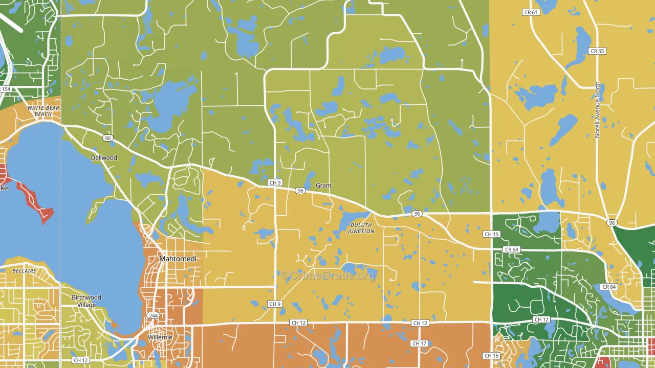 Grant, MN Map of Theft Rates