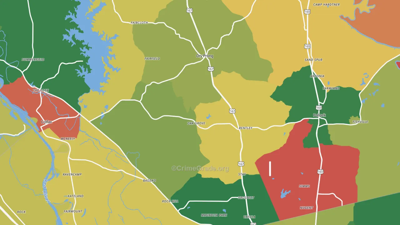Grant Parish, LA Map of Theft Rates