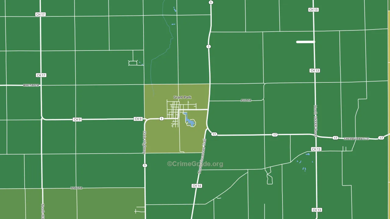 Grant Park, IL Map of Theft Rates