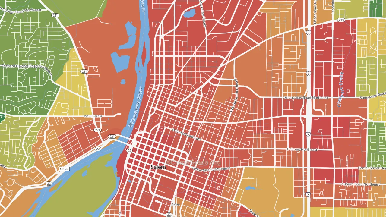 Grant, Salem, OR Map of Theft Rates