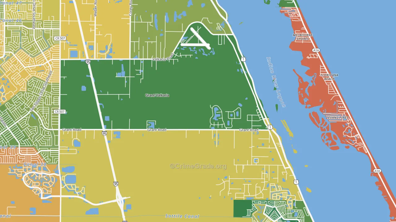 Grant-Valkaria, FL Map of Theft Rates
