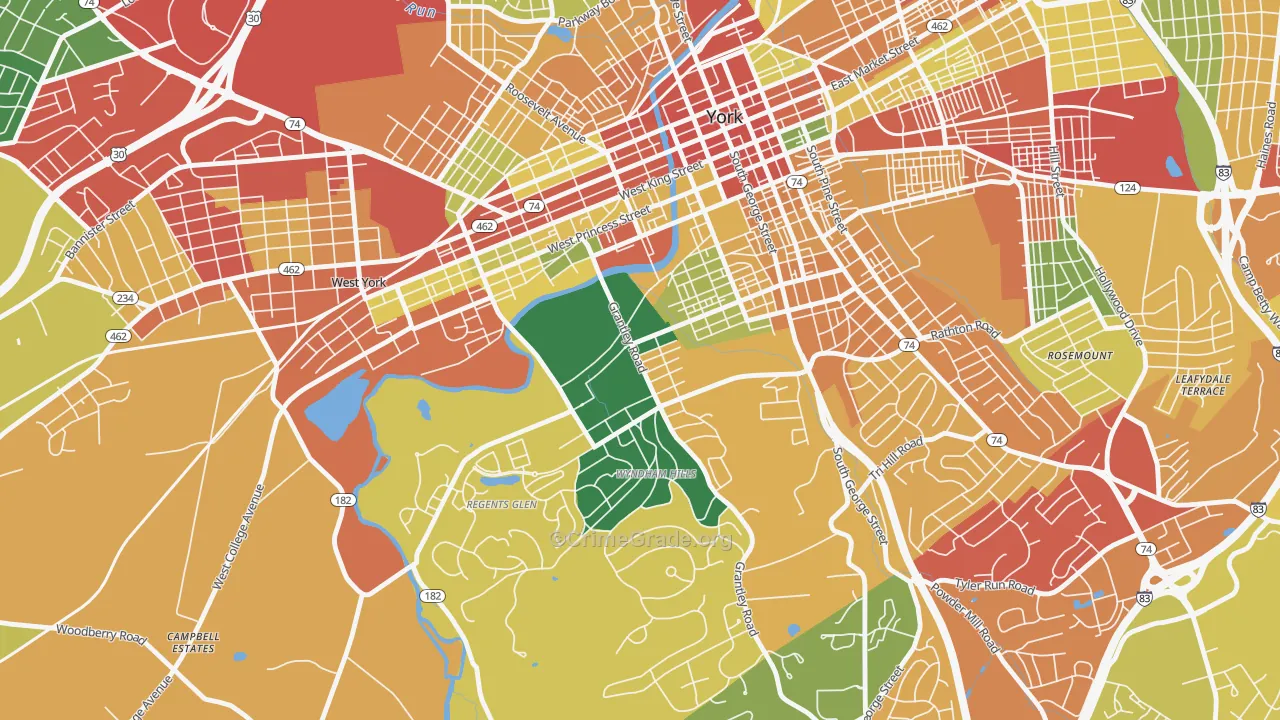 Grantley, York, PA Map of Theft Rates