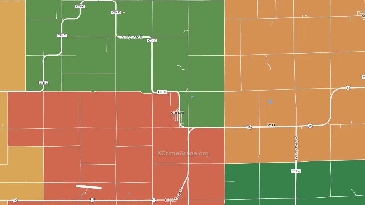 Granton, WI Map of Theft Rates