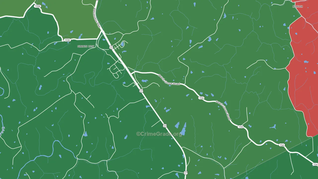 Grants Lick, KY Map of Theft Rates