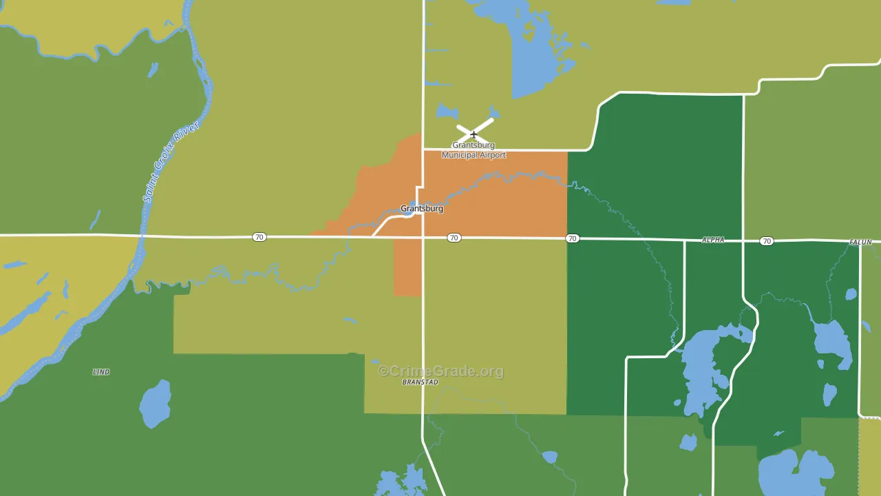 Grantsburg, WI Map of Theft Rates