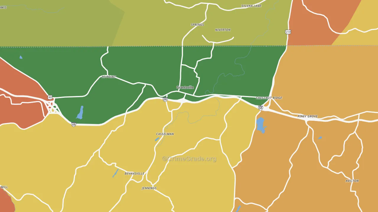 Grantsville, MD Map of Theft Rates