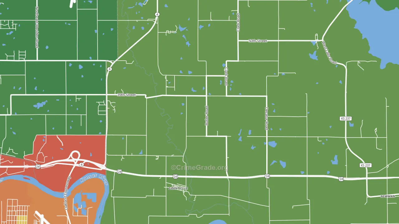 Grantville, KS Map of Theft Rates