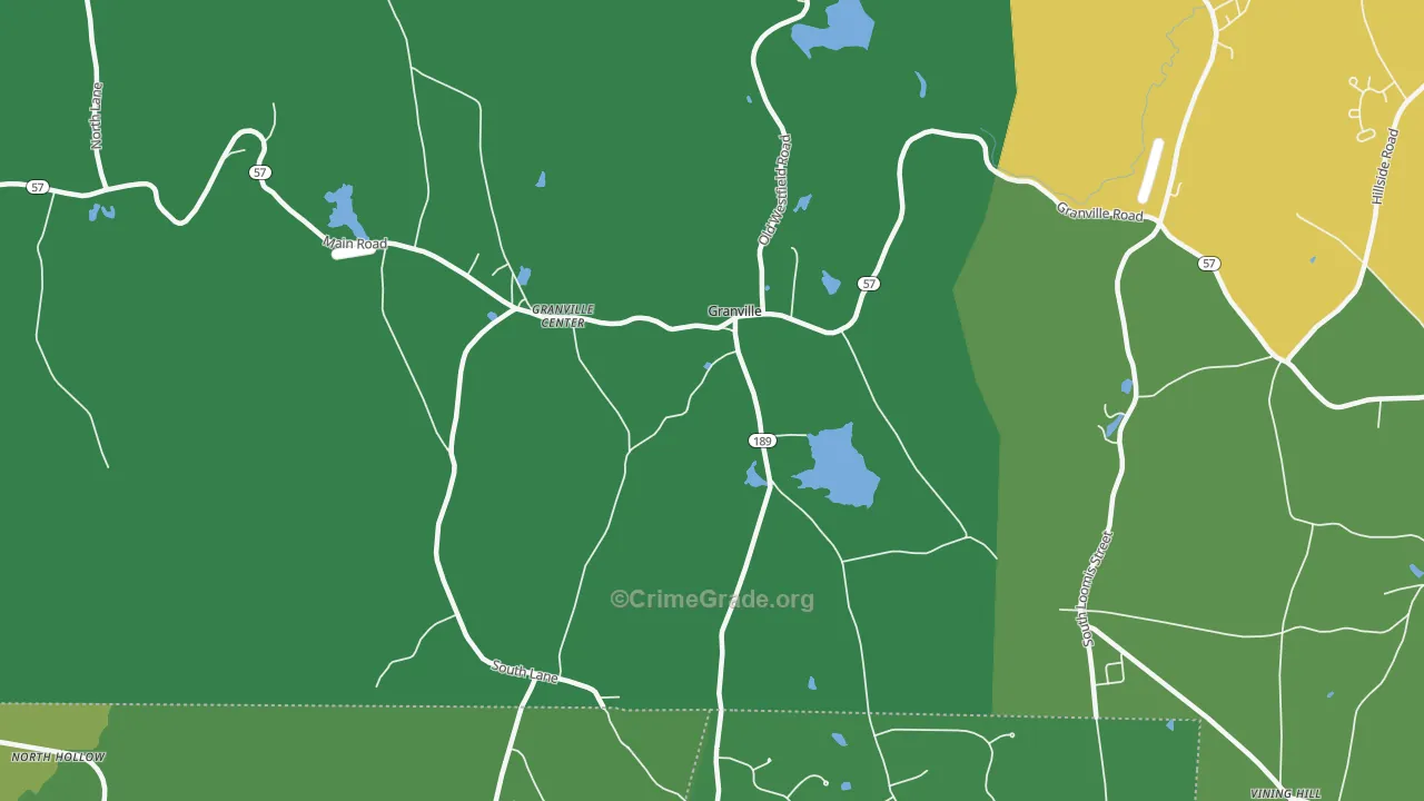 Granville Center, MA Map of Theft Rates