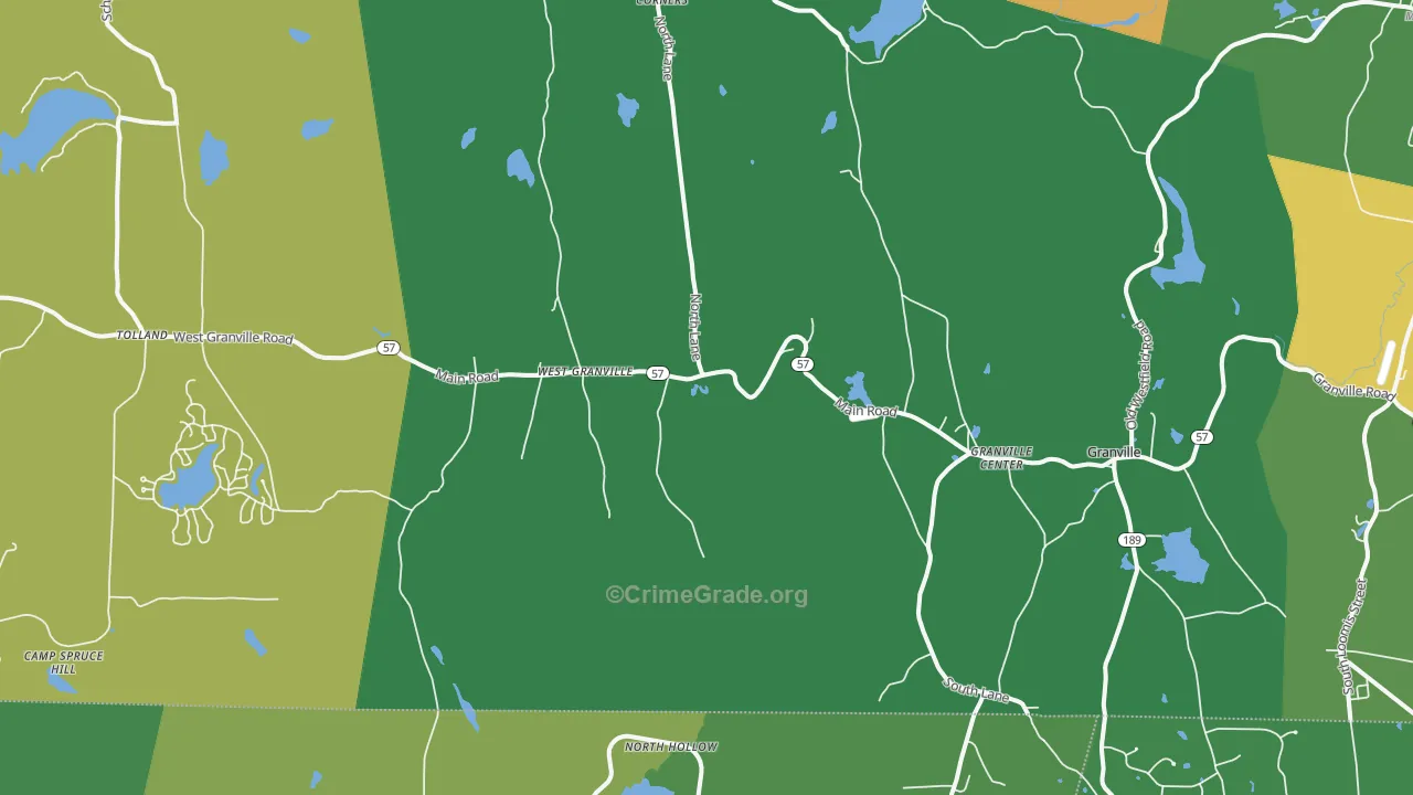 Granville, MA Map of Theft Rates