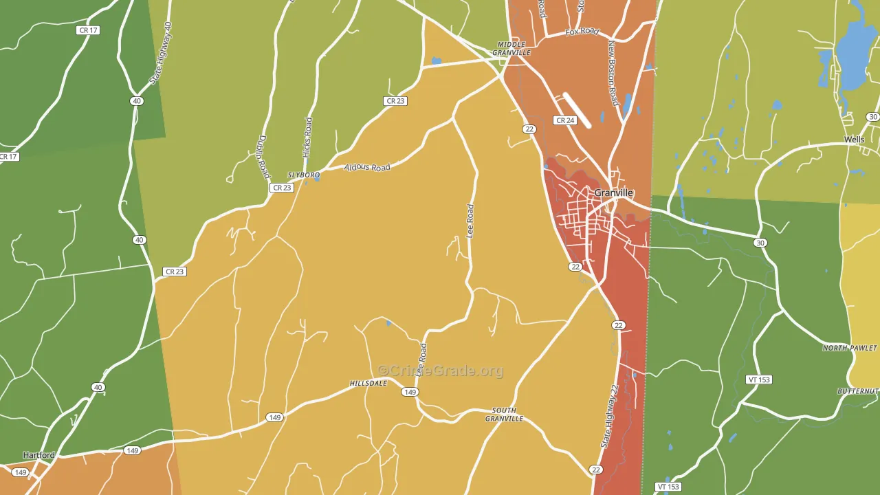 Granville, NY Map of Theft Rates
