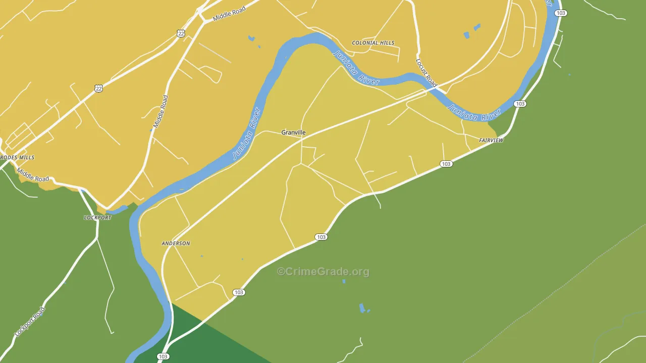 Granville, PA Map of Theft Rates