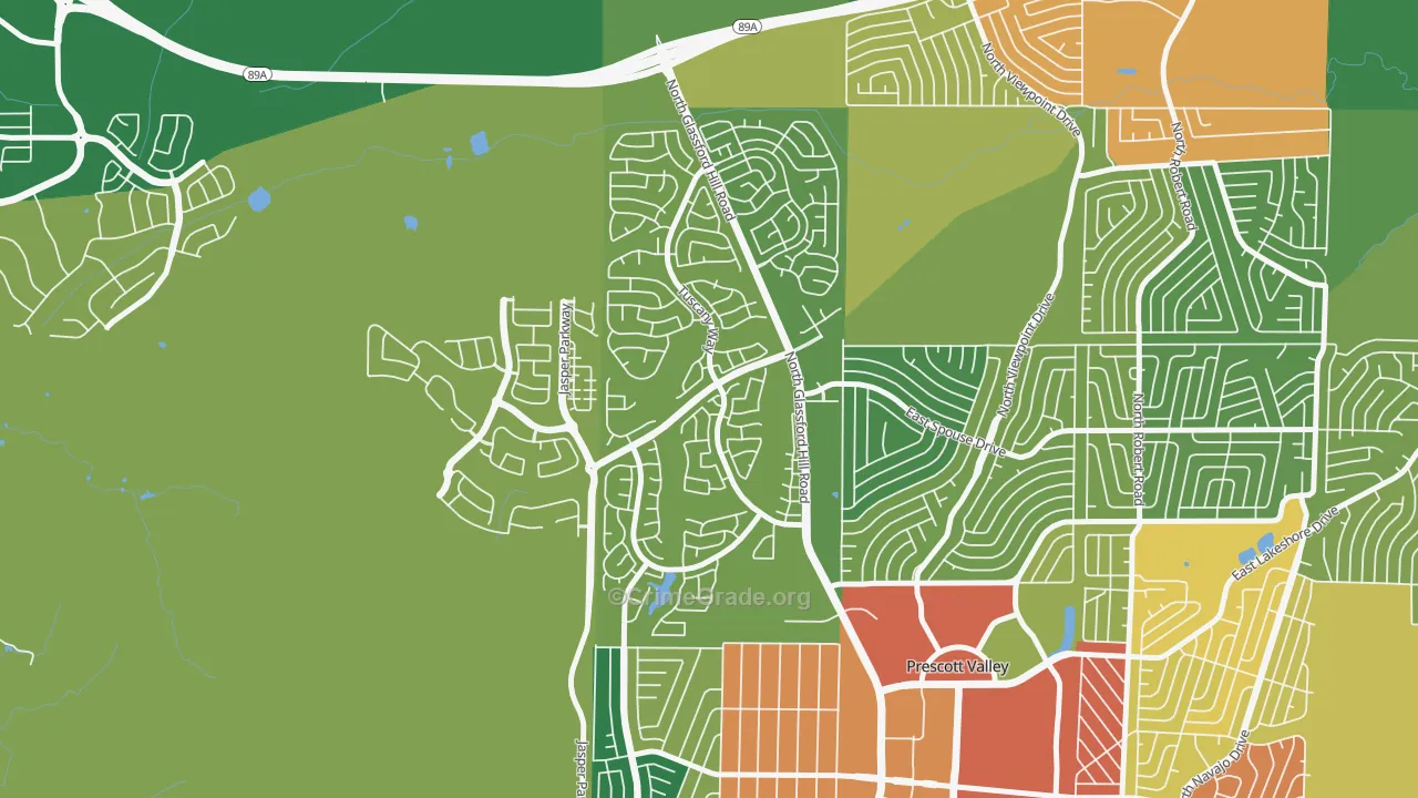 Granville, Prescott Valley, AZ Map of Theft Rates