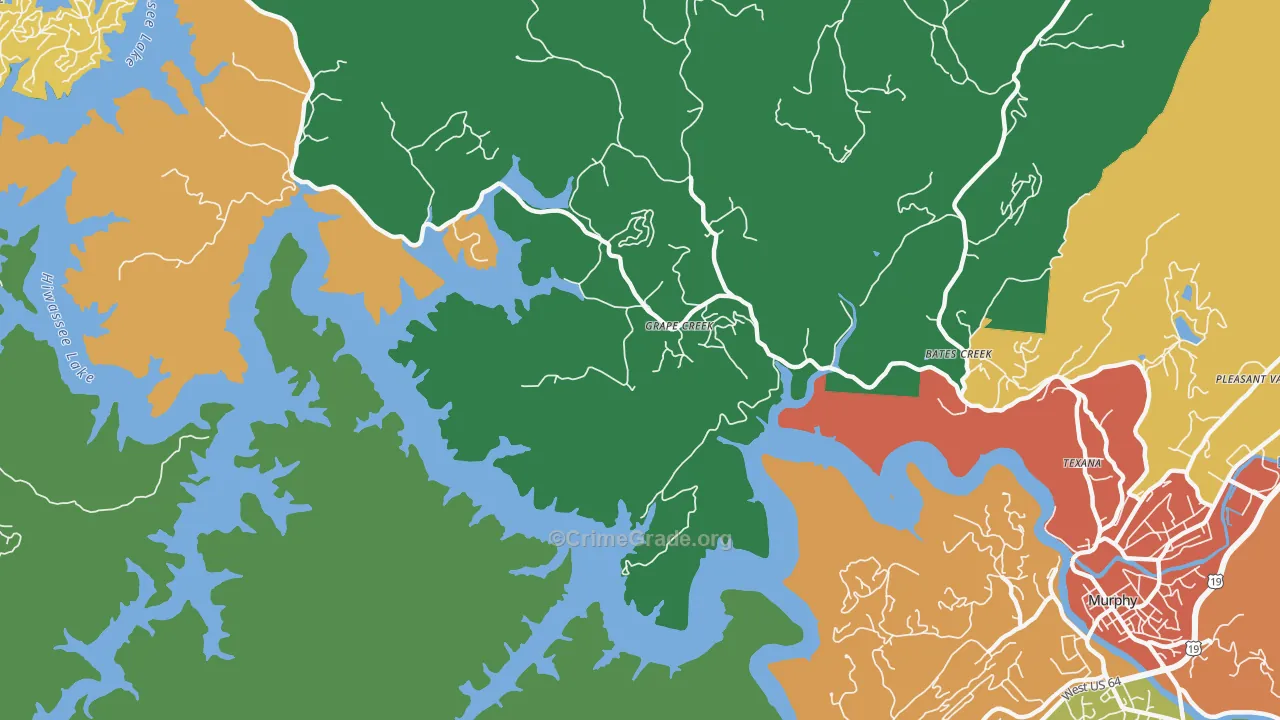 Grape Creek, NC Map of Theft Rates
