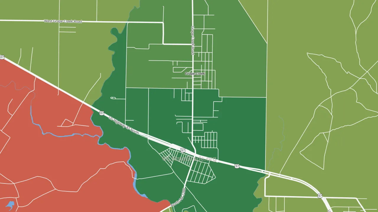 Grape Creek, TX Map of Theft Rates