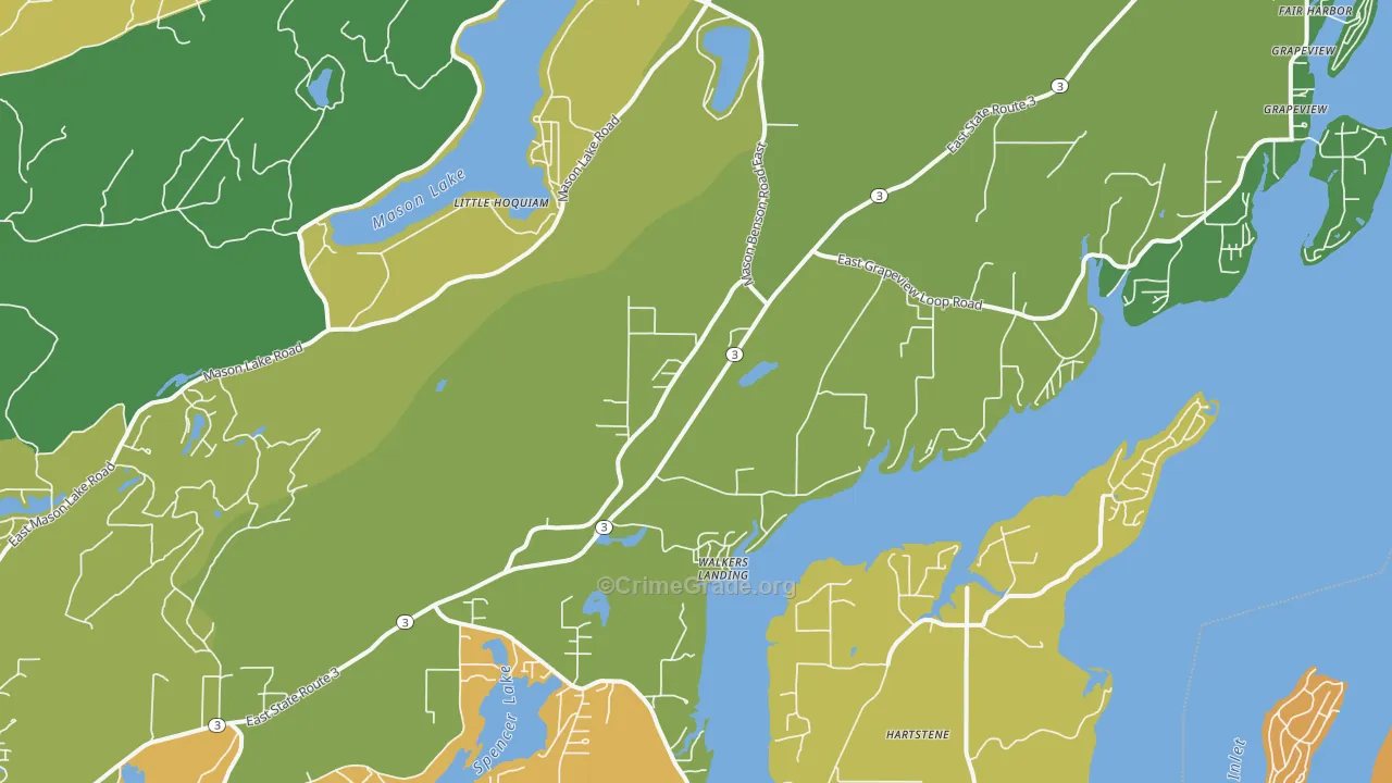 Grapeview, WA Map of Theft Rates